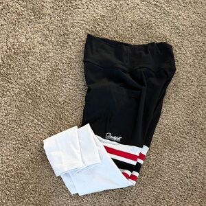 Bombshell Sportswear Black and White Leggings with Red Accents